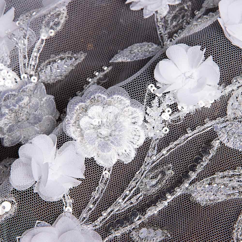 Tüll Strass Brautschmuck Weiß Blume - Ribes y Casals