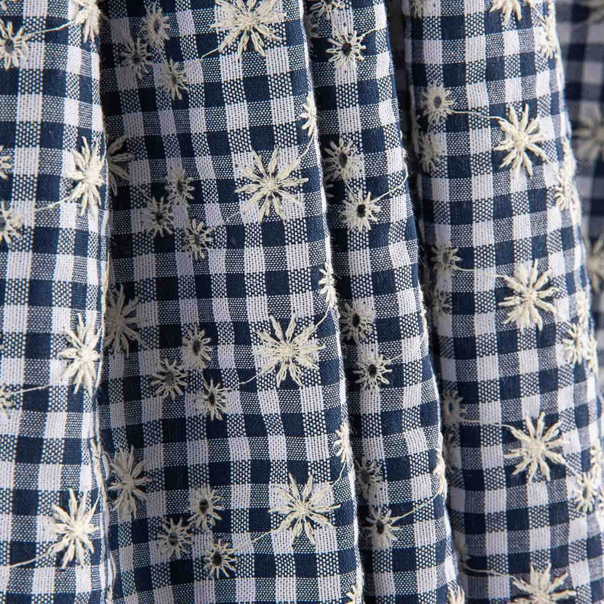 Vichy Schweizer Stickerei Seersucker Navy - Ribes y Casals