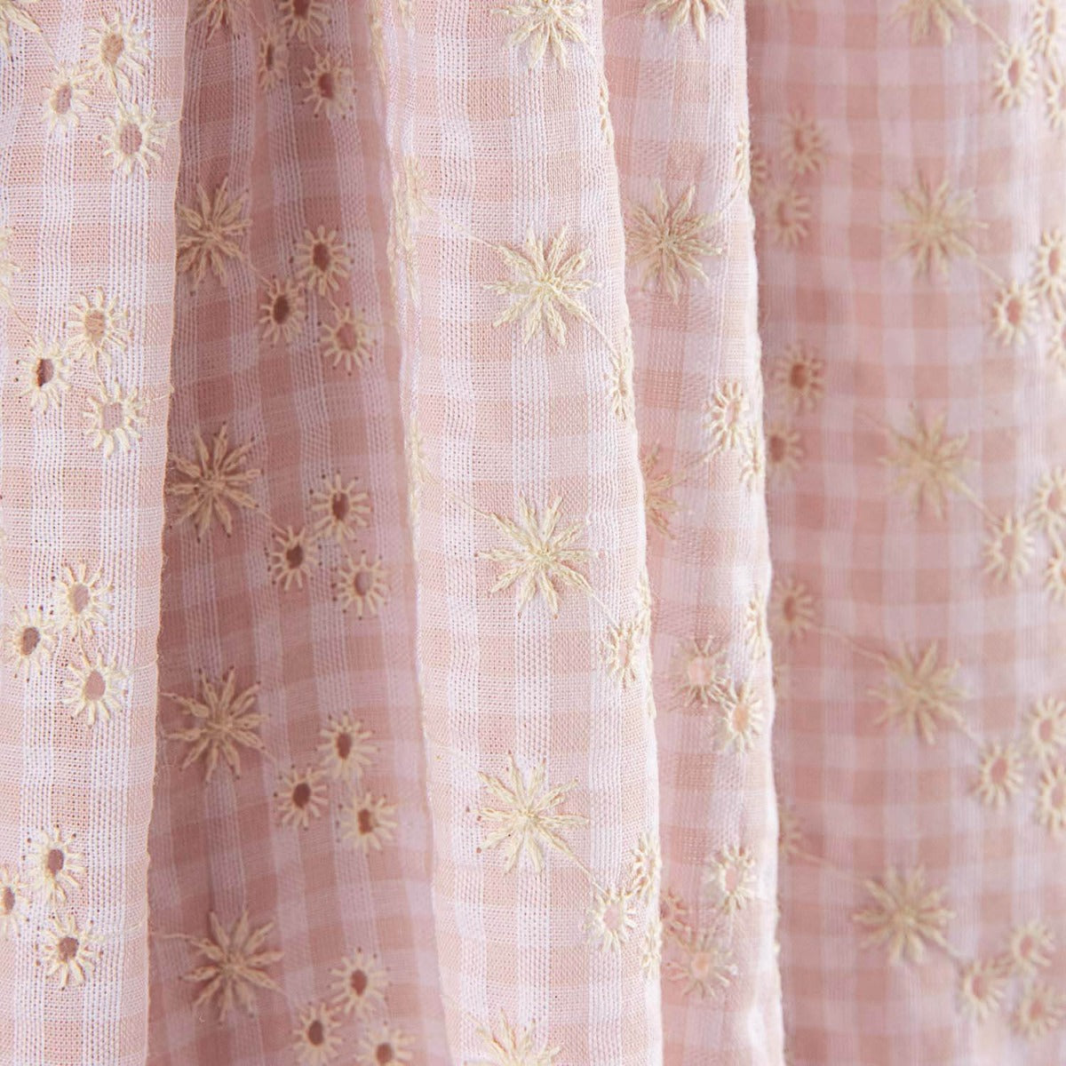 Vichy Schweizer Stickerei Seersucker Rosa - Ribes y Casals