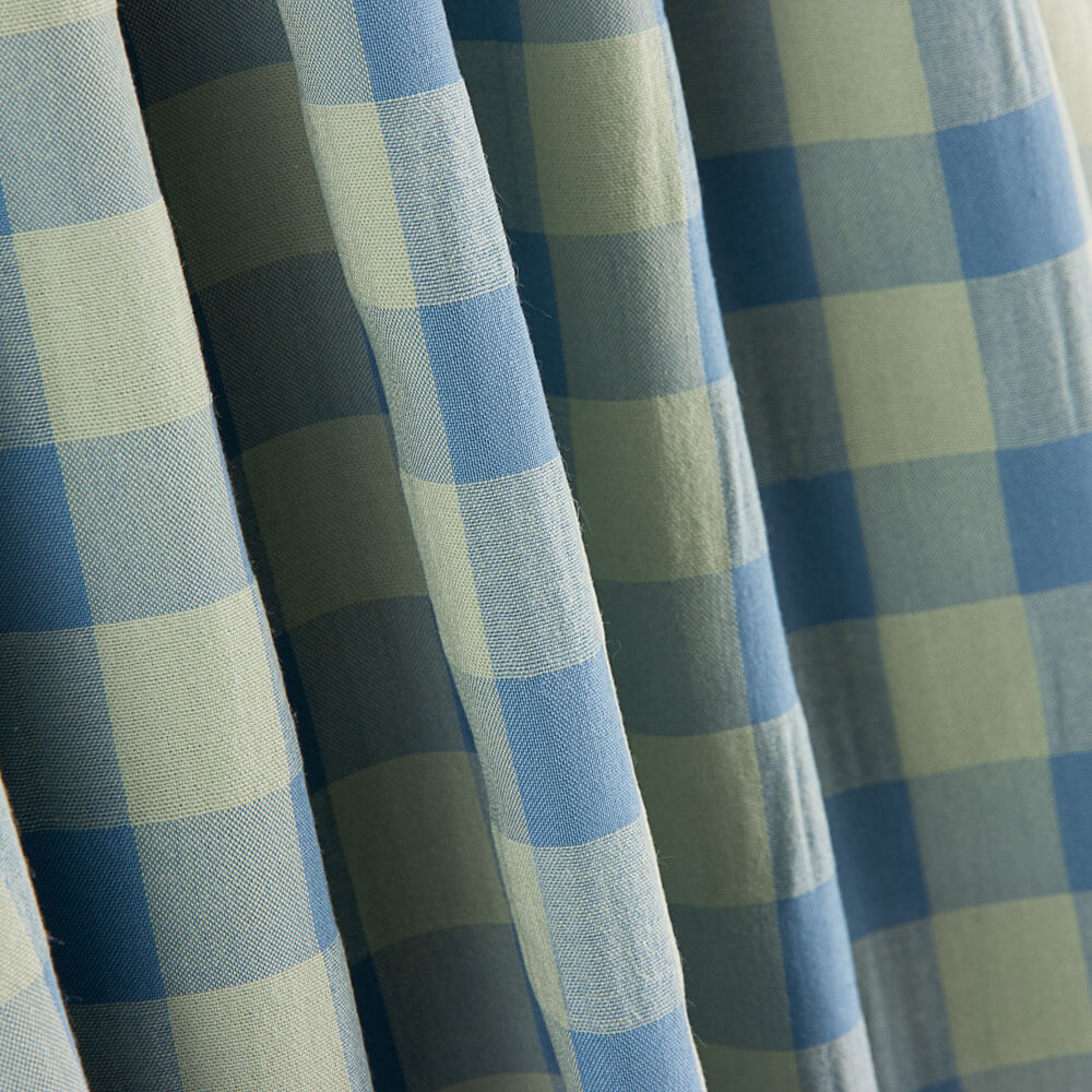 Baumwolle Seersucker Baumwolle Maxi Square Blau-Grün - Ribes y Casals