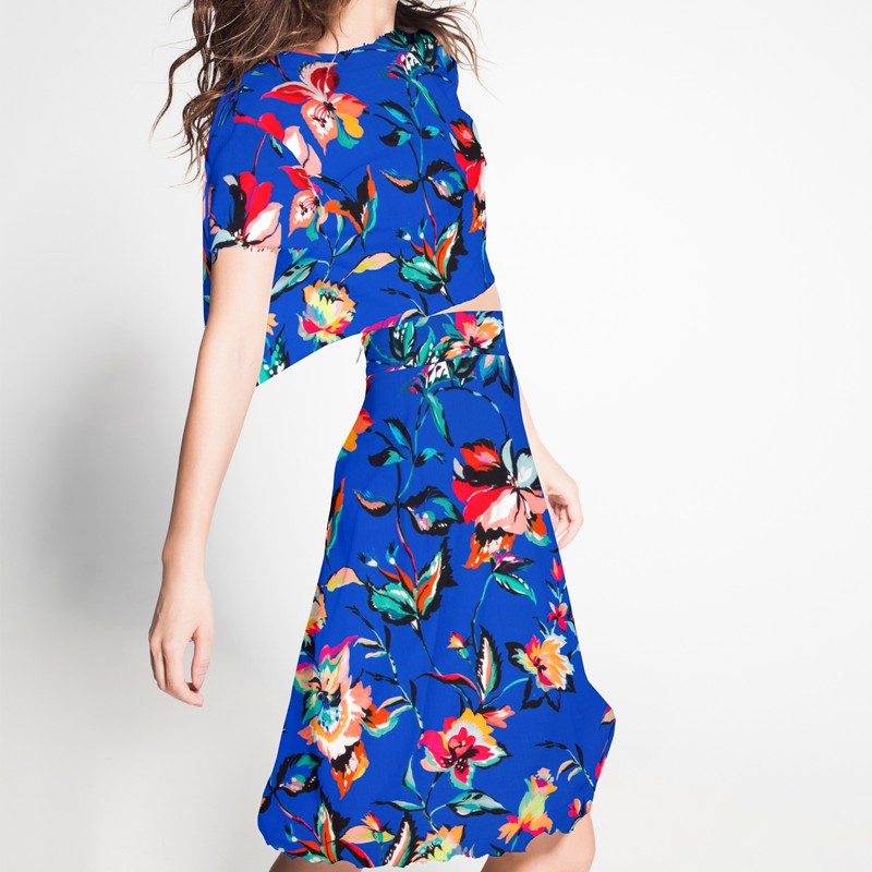 Viskose Bambula Floral Blau - Ribes y Casals