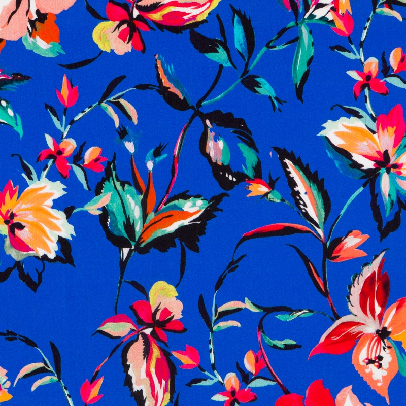 Viskose Bambula Floral Blau - Ribes y Casals