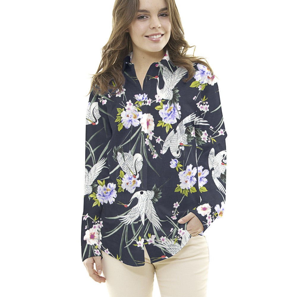 Viskose Schwäne Mitternachtsblau - Ribes y Casals