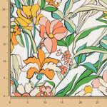 Viskose Gedruckt Orange Blume Weiß - Ribes y Casals