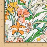 Viskose Gedruckt Orange Blume Weiß - Ribes y Casals