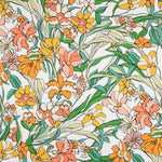 Viskose Gedruckt Orange Blume Weiß - Ribes y Casals