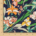 Viskose Gedruckte Blume Orange Marine - Ribes y Casals