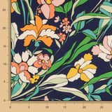 Viskose Gedruckte Blume Orange Marine - Ribes y Casals