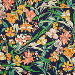 Viskose Gedruckte Blume Orange Marine - Ribes y Casals