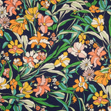 Viskose Gedruckte Blume Orange Marine - Ribes y Casals