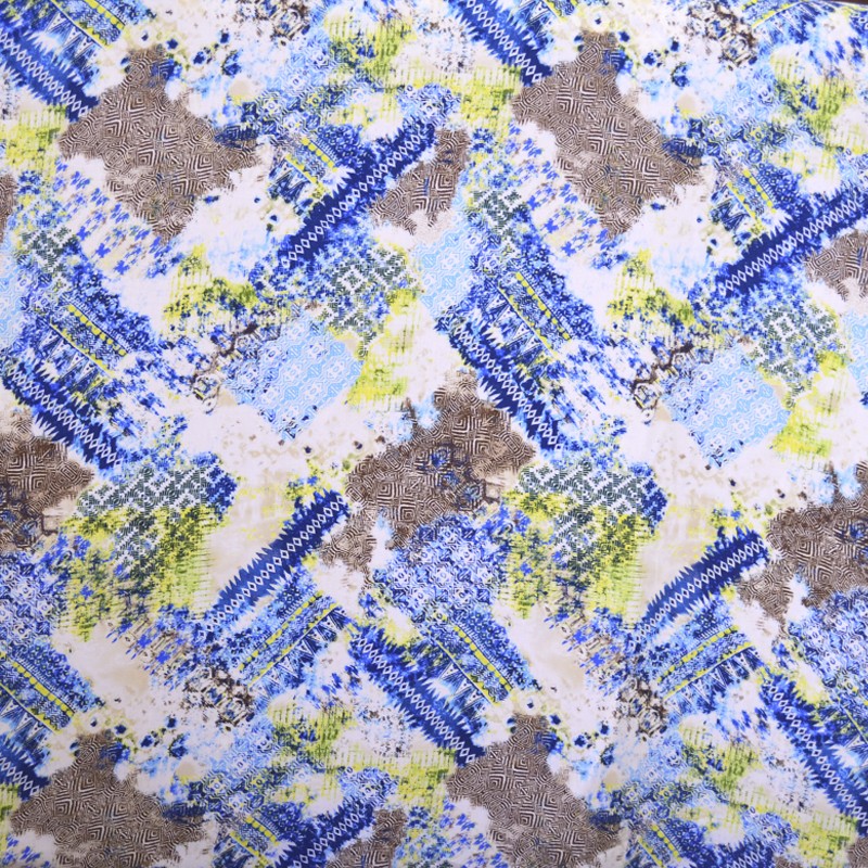 Bedruckte Viskose Mosaik Blau - Ribes y Casals