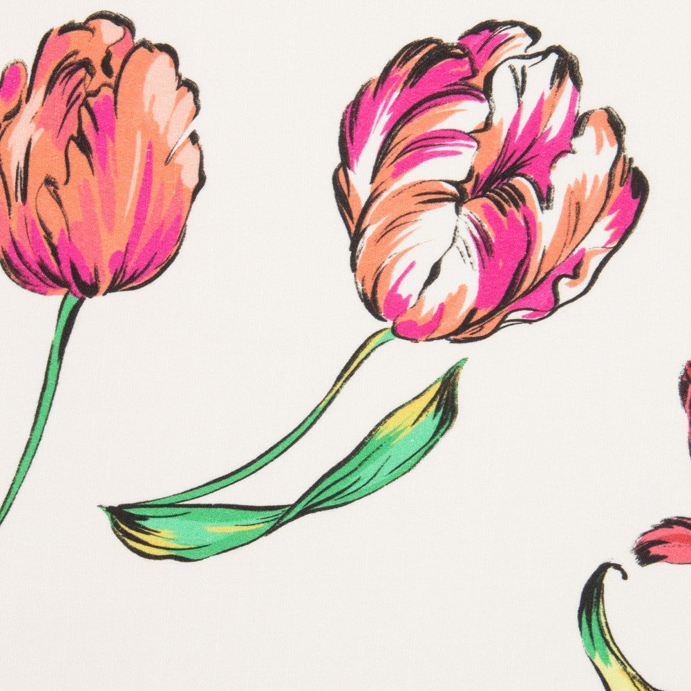 Bedruckte Viskose Tulpe Ecru - Ribes y Casals