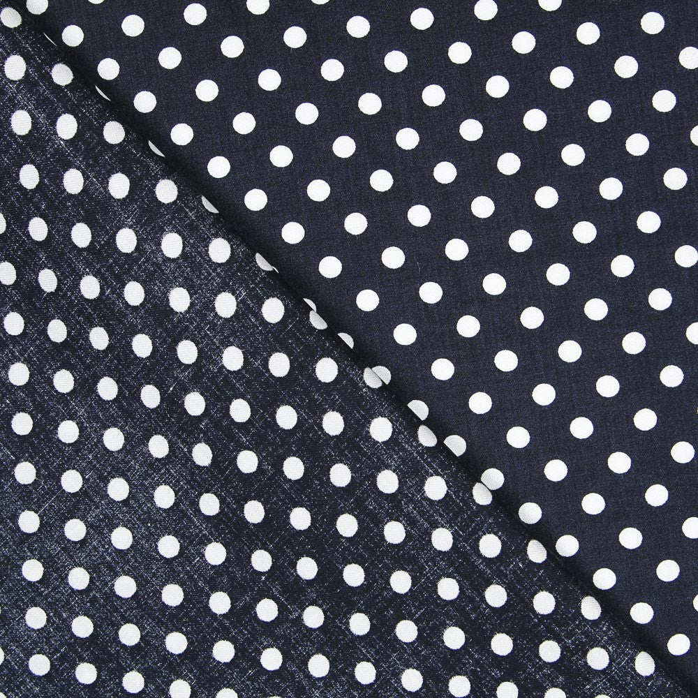 Dunkelblaue Polka Dots Viskose - Ribes y Casals