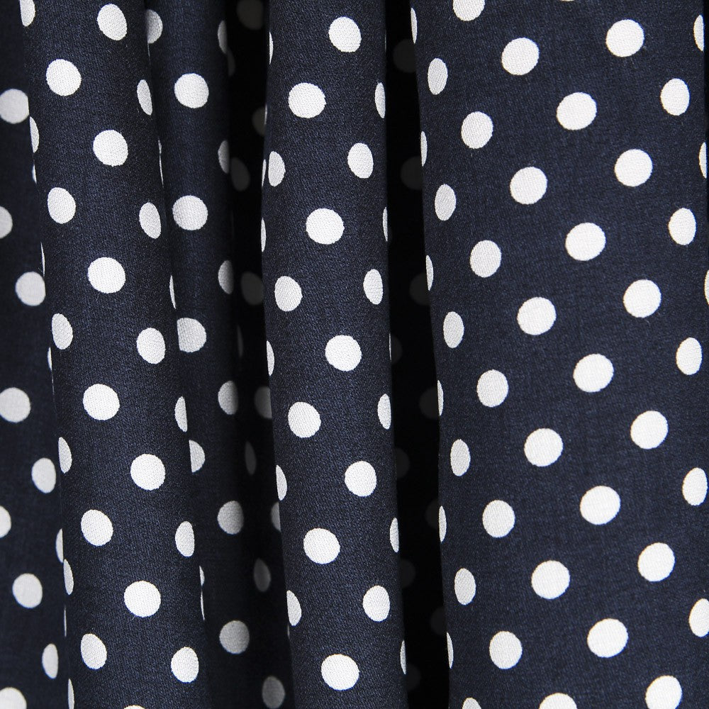 Dunkelblaue Polka Dots Viskose - Ribes y Casals