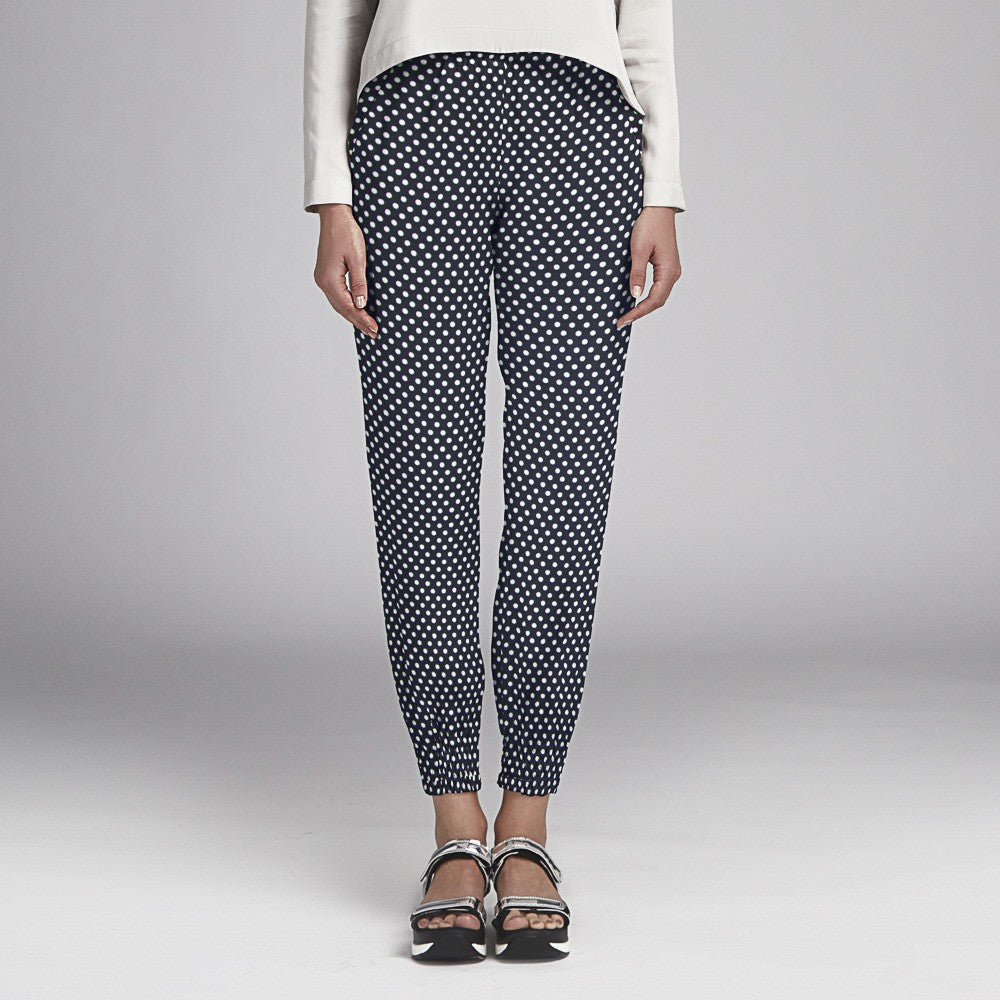 Dunkelblaue Polka Dots Viskose - Ribes y Casals