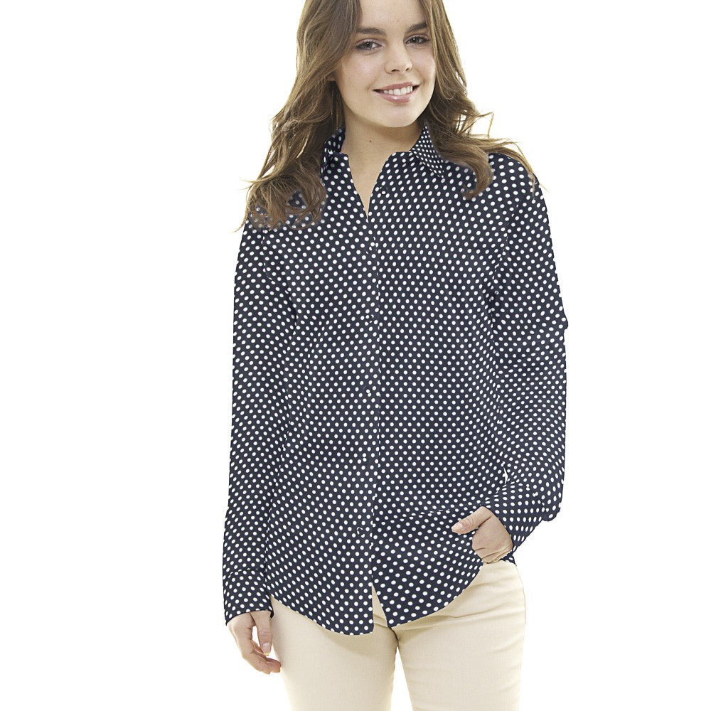 Dunkelblaue Polka Dots Viskose - Ribes y Casals