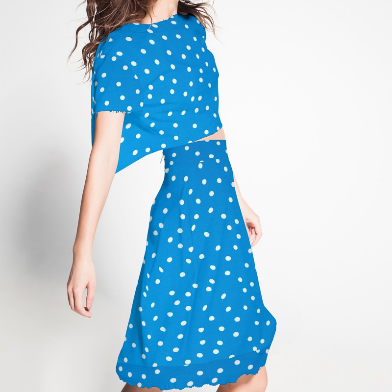 Viskose Polka Dots Blau - Ribes y Casals
