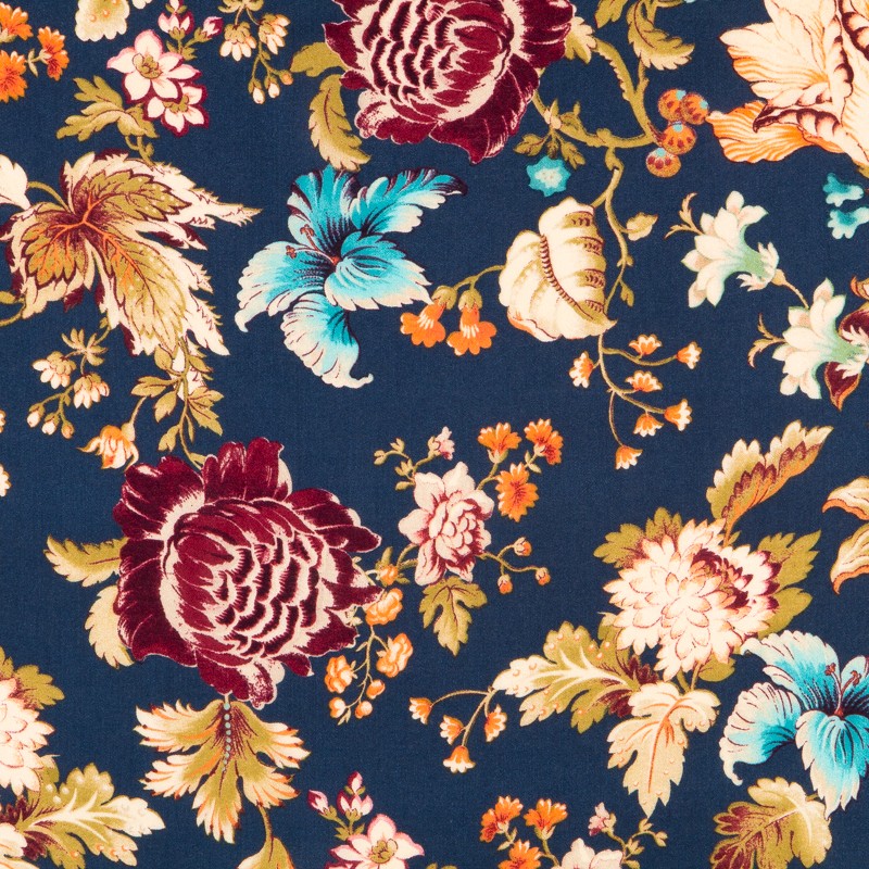 Navy Floral Night Viskose - Ribes y Casals