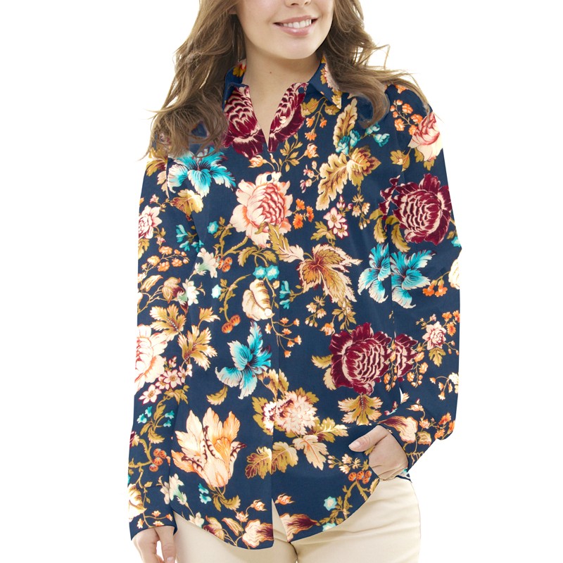 Navy Floral Night Viskose - Ribes y Casals