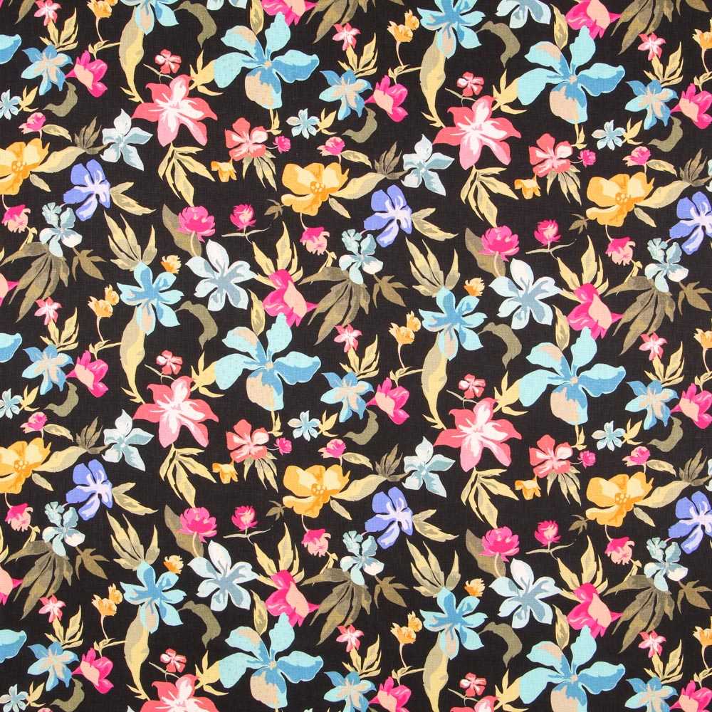 Schwarz Floral Rustikale Viskose - Ribes y Casals
