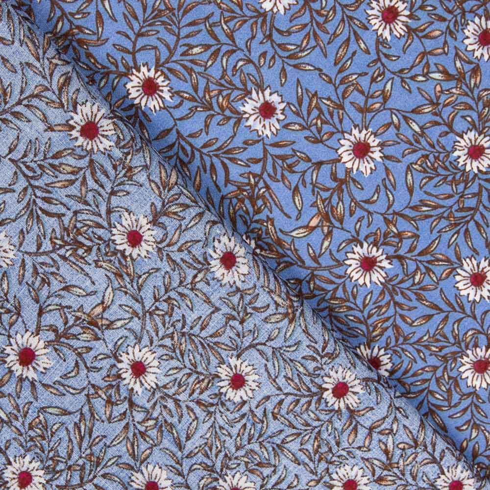 Viskose Floral Blau Denim - Ribes y Casals