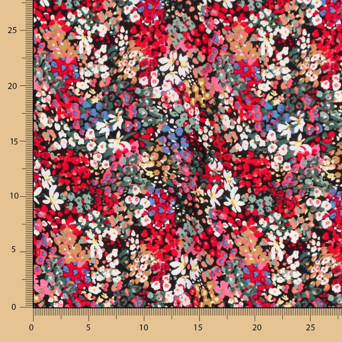 Viskose Blume Konfetti Rot - Ribes y Casals