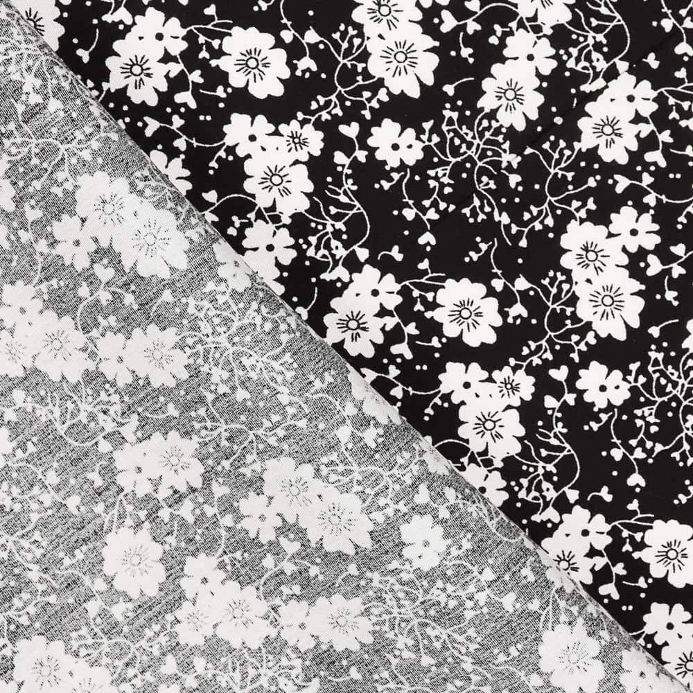 Viskose Blume Polka Dot Schwarz - Ribes y Casals
