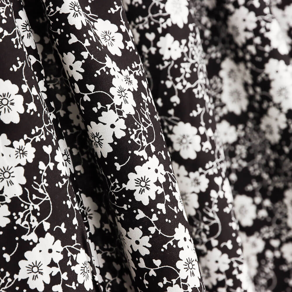 Viskose Blume Polka Dot Schwarz - Ribes y Casals