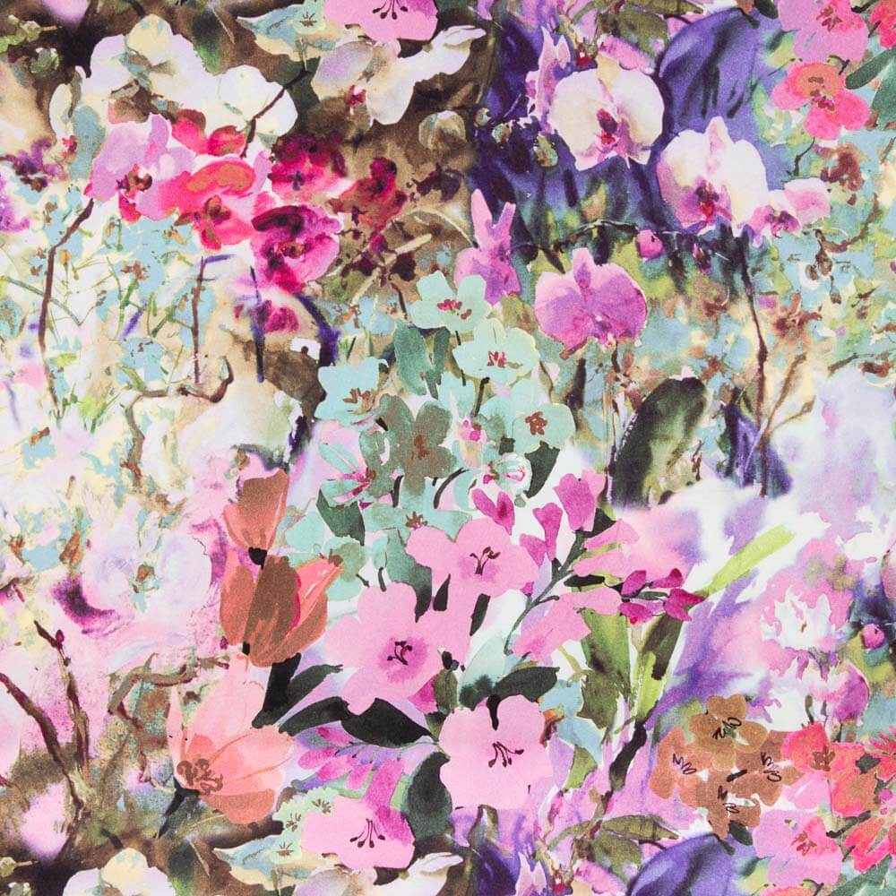 Krepp Viskose Floral Aquarell - Ribes y Casals