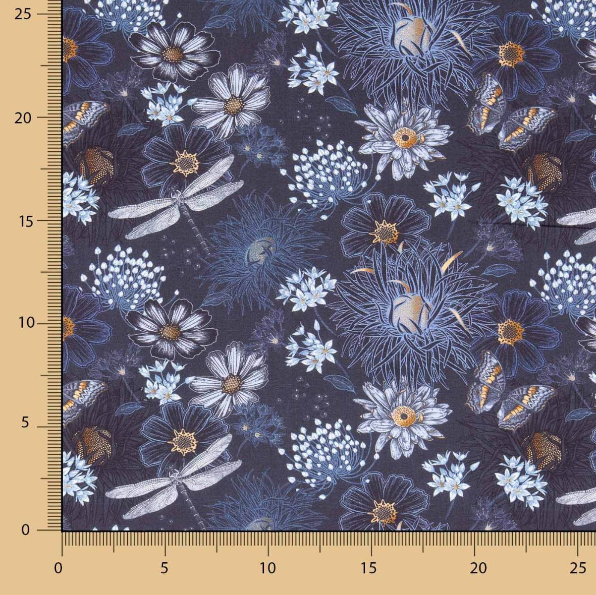 Abaca Blau Bedruckte Viskose - Ribes y Casals