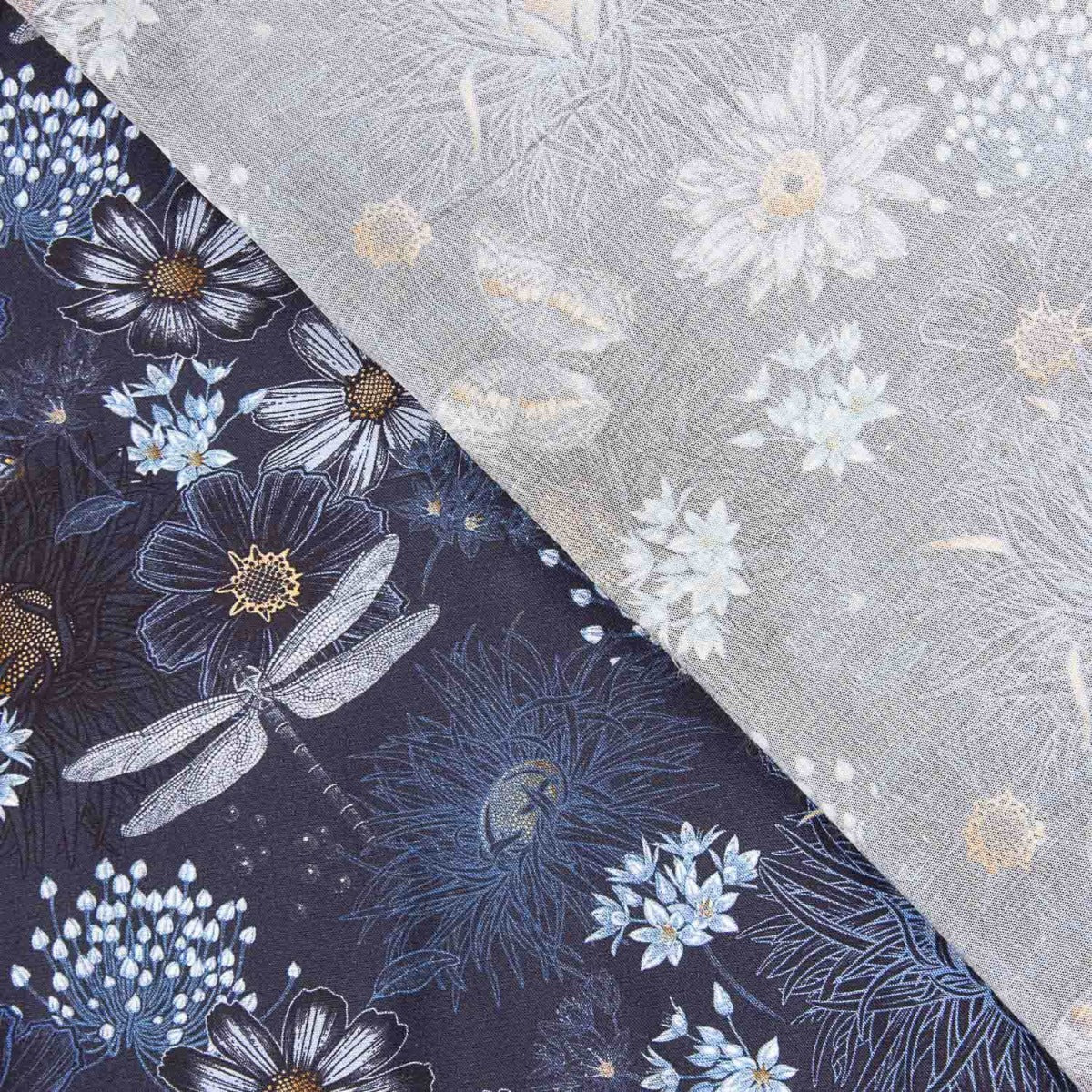 Abaca Blau Bedruckte Viskose - Ribes y Casals