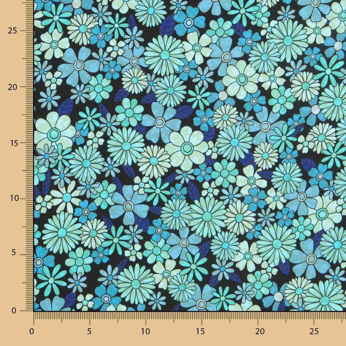 Bedruckte Viskose Blume 70 Blau - Ribes y Casals