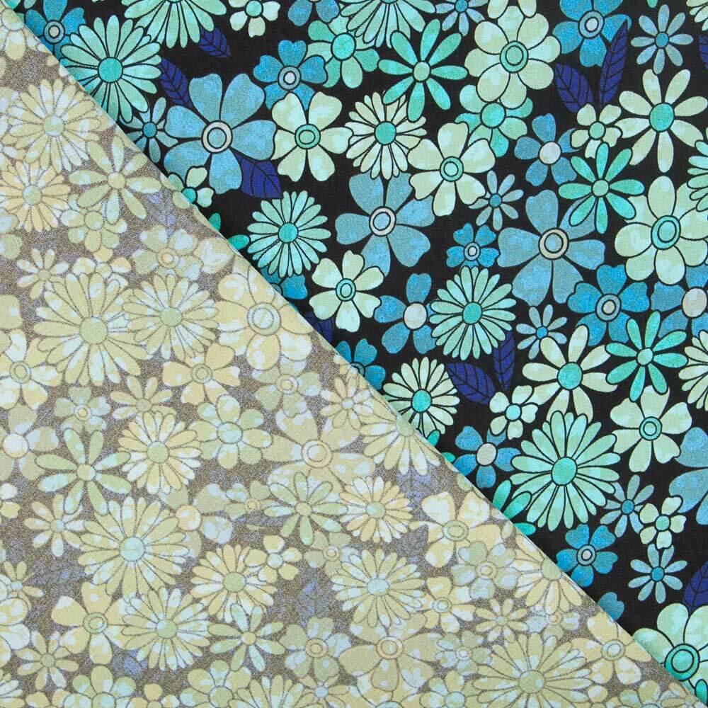 Bedruckte Viskose Blume 70 Blau - Ribes y Casals