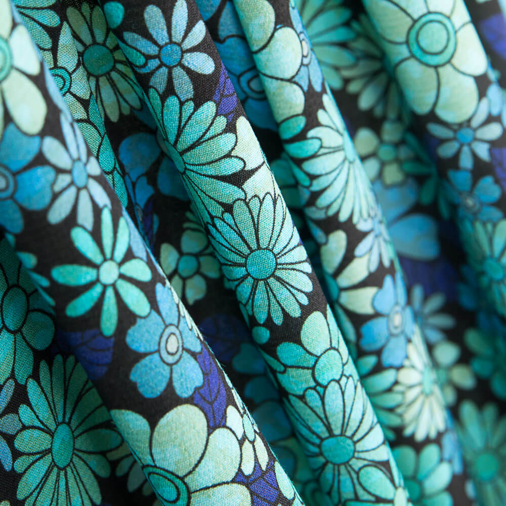 Bedruckte Viskose Blume 70 Blau - Ribes y Casals