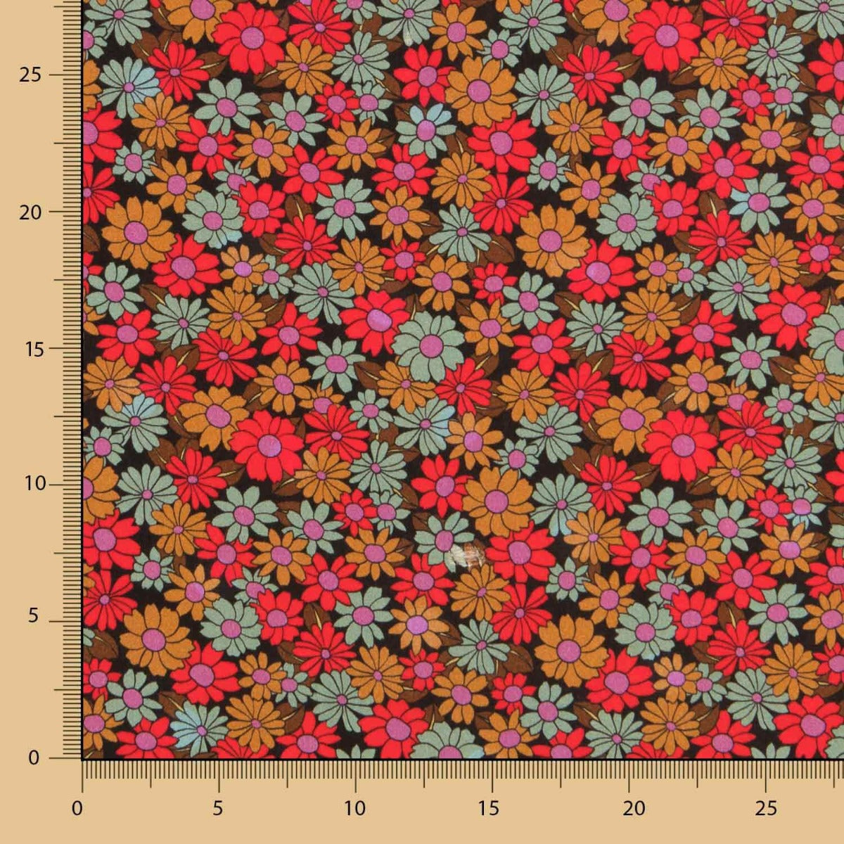 Bedruckte Viskose Blume 70 Rot - Ribes y Casals