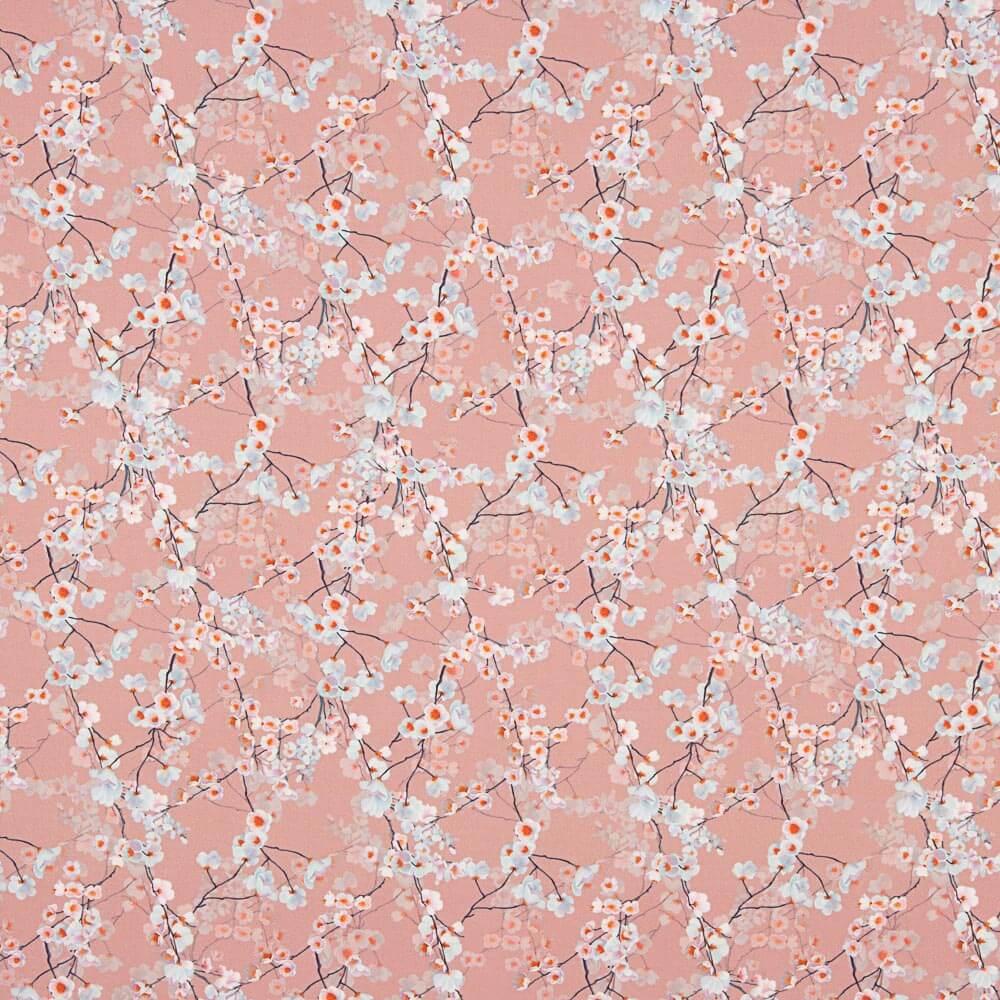 Viskose Gedruckte Blume Japan Rosa Makeup - Ribes y Casals