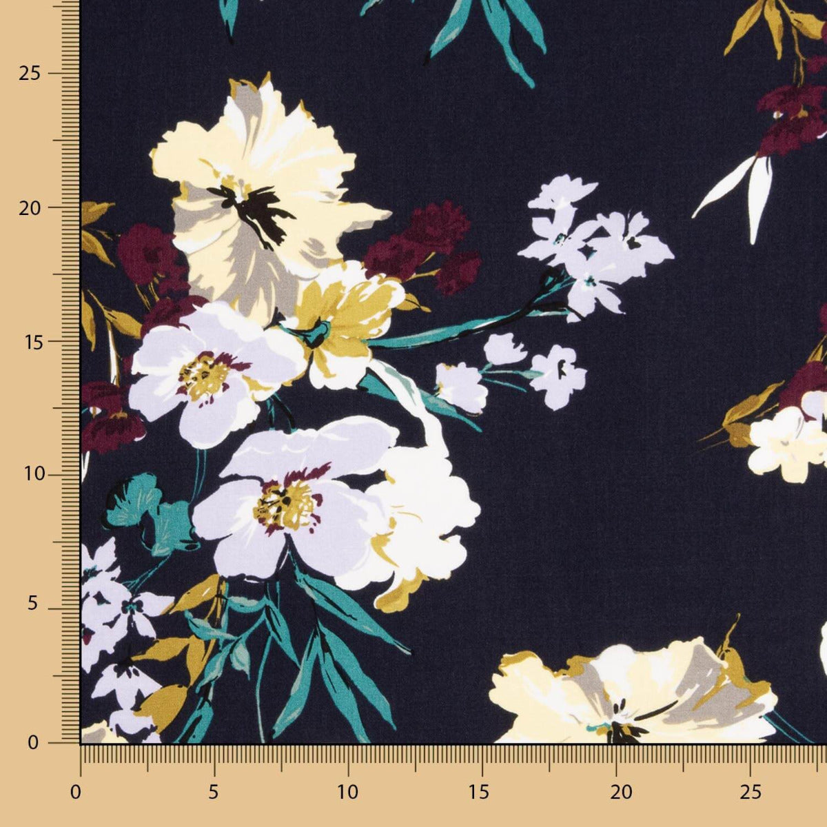 Floral bedruckte Viskose Maxi Blume Navy - Ribes y Casals