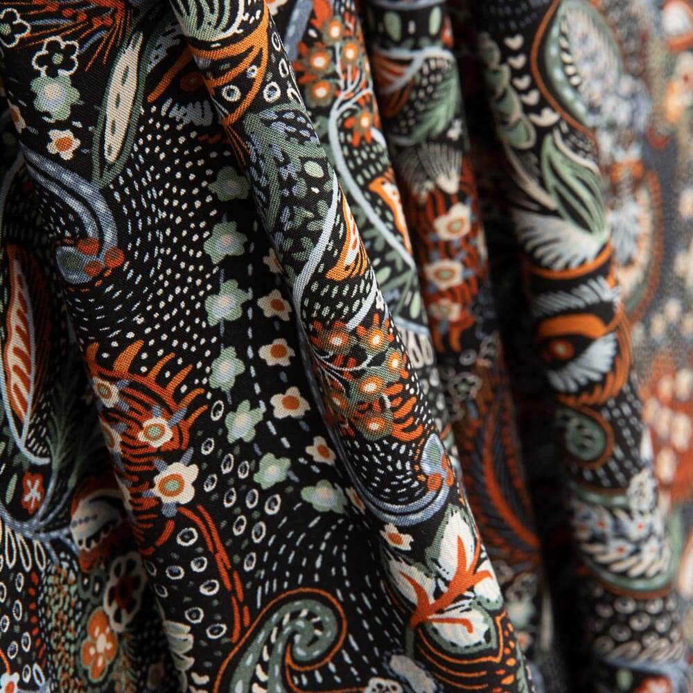 Paisley bedruckte Viskose Maroon - Ribes y Casals