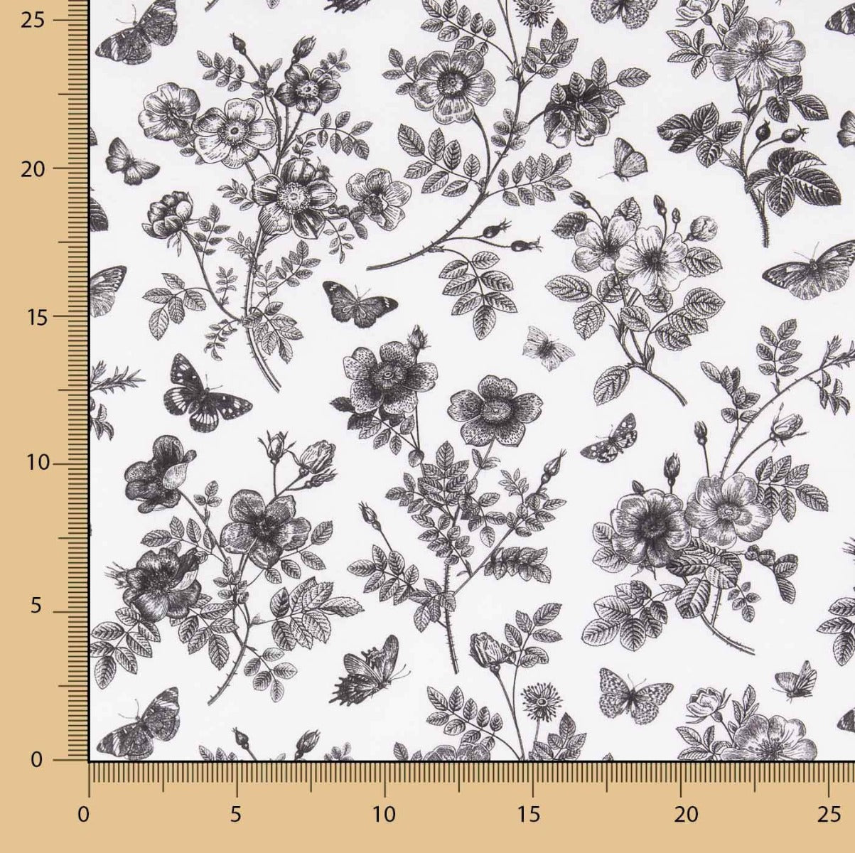 Villandry Black Printed Viscose Retal - Verschiedene Größen x 148 cm breit - Ribes y Casals