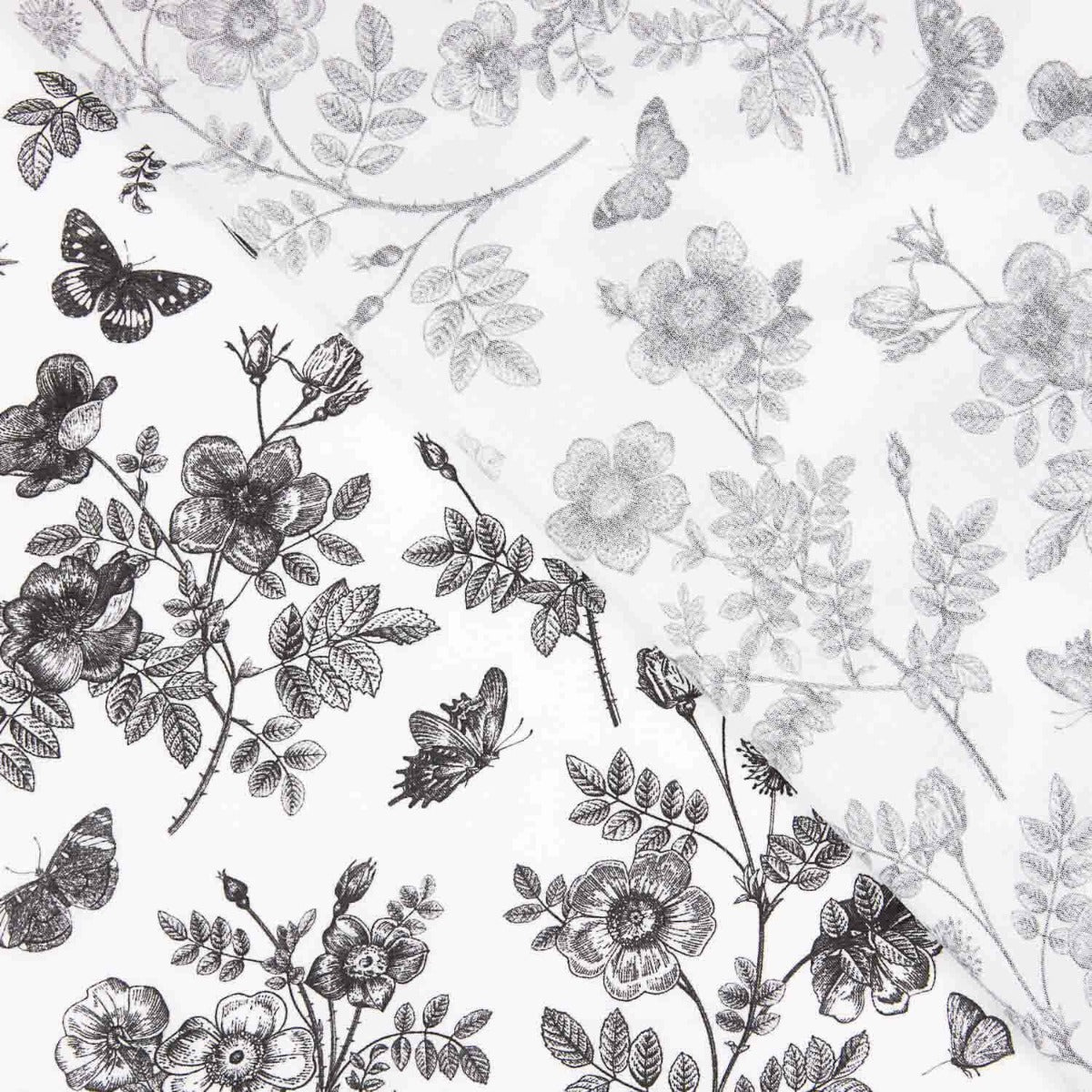 Villandry Black Printed Viscose Retal - Verschiedene Größen x 148 cm breit - Ribes y Casals
