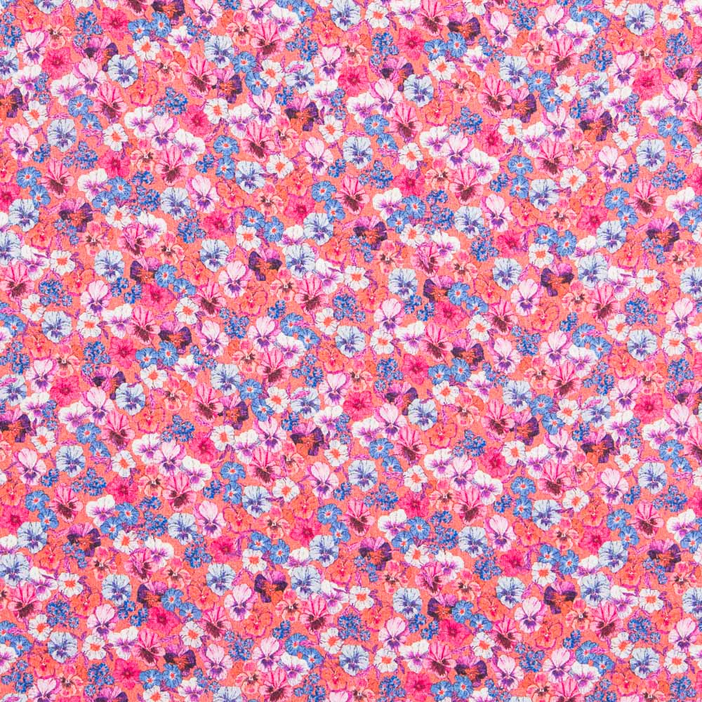 Viskose Floral Koralle - Ribes y Casals