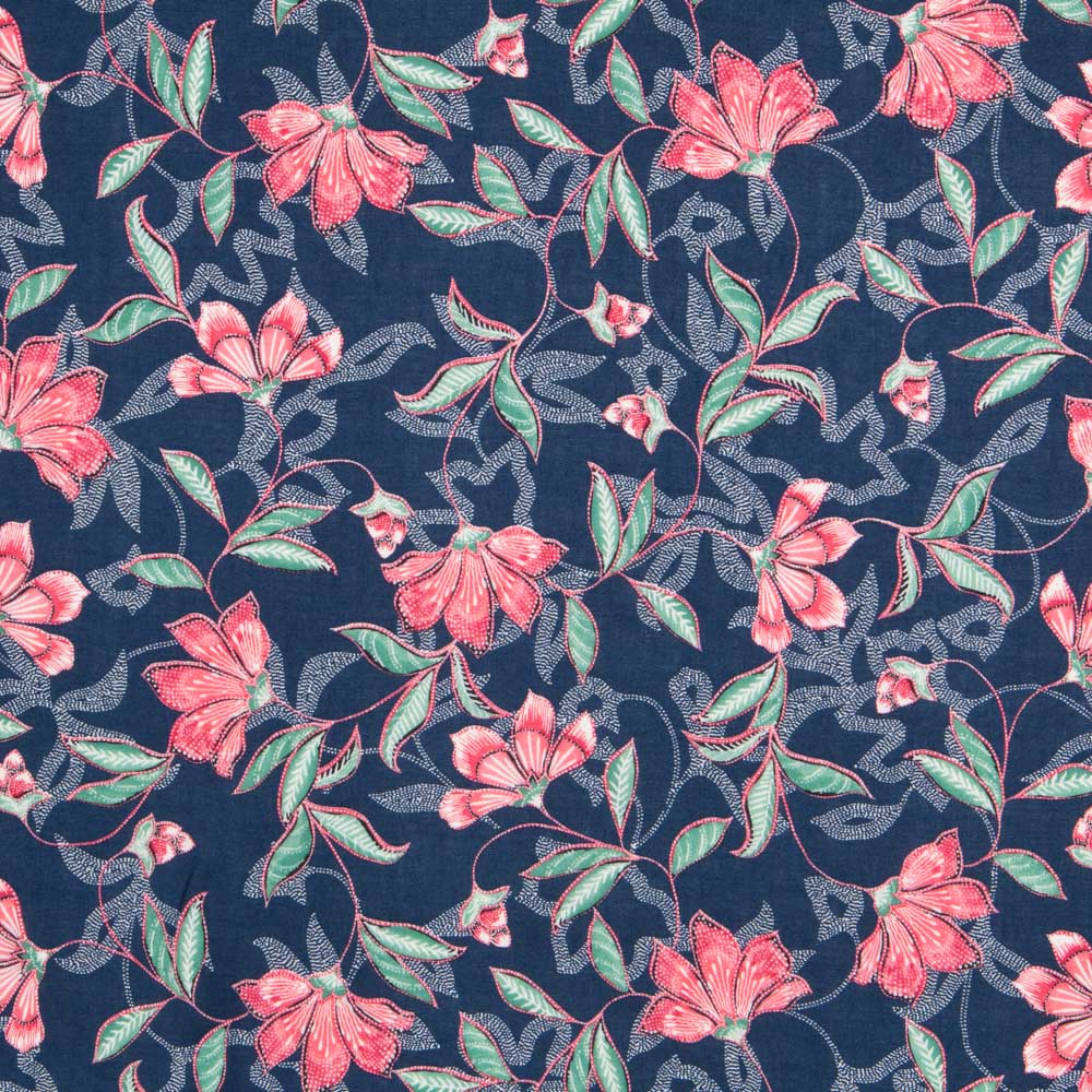 Viskose Floral Delhi Blau - Ribes y Casals