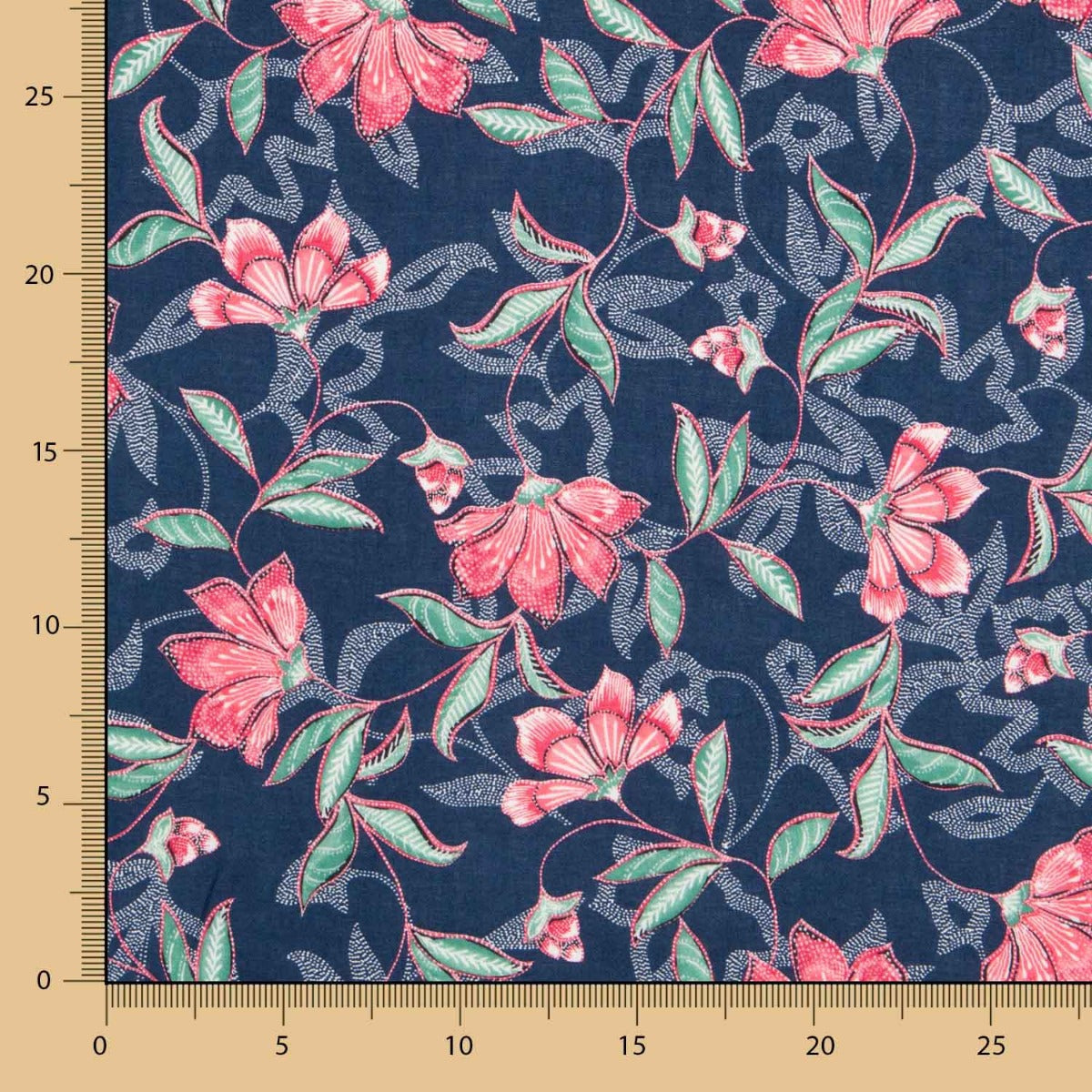 Viskose Floral Delhi Blau - Ribes y Casals
