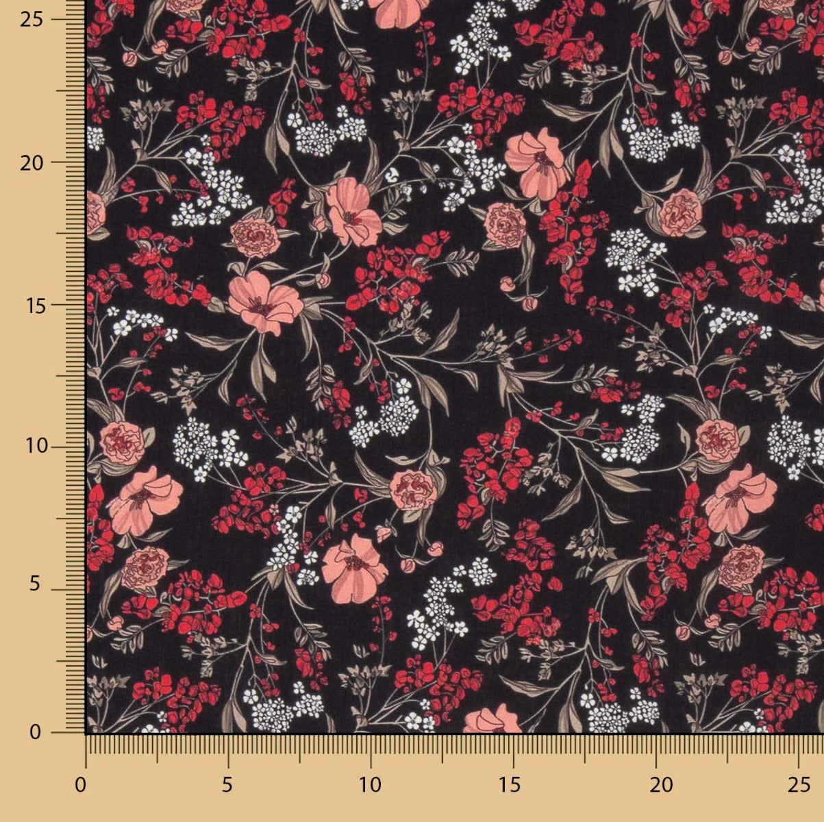 Floral bedruckte Viskose Schwarz - Ribes y Casals