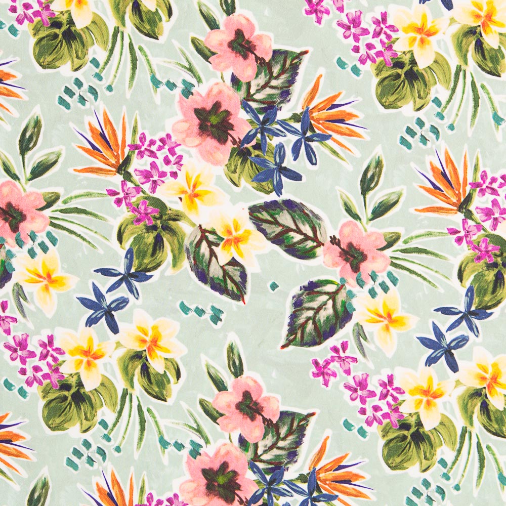 Flach Polyester Fein Blumen Wasser Grün - Ribes y Casals