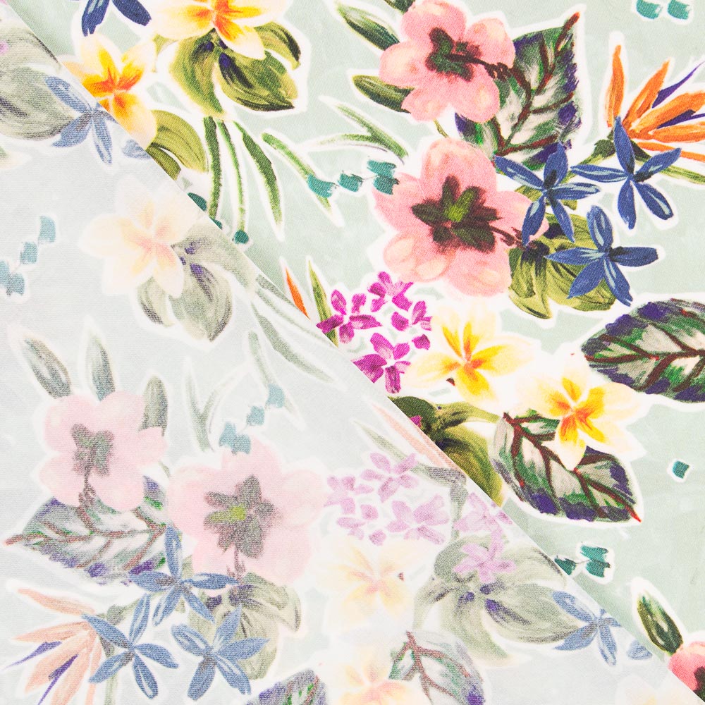 Flach Polyester Fein Blumen Wasser Grün - Ribes y Casals