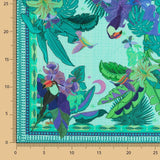 Viskose-Reststück „Tropisches Karomuster“ – Blau – Verschiedene Maße x Breite 140 cm - Ribes y Casals