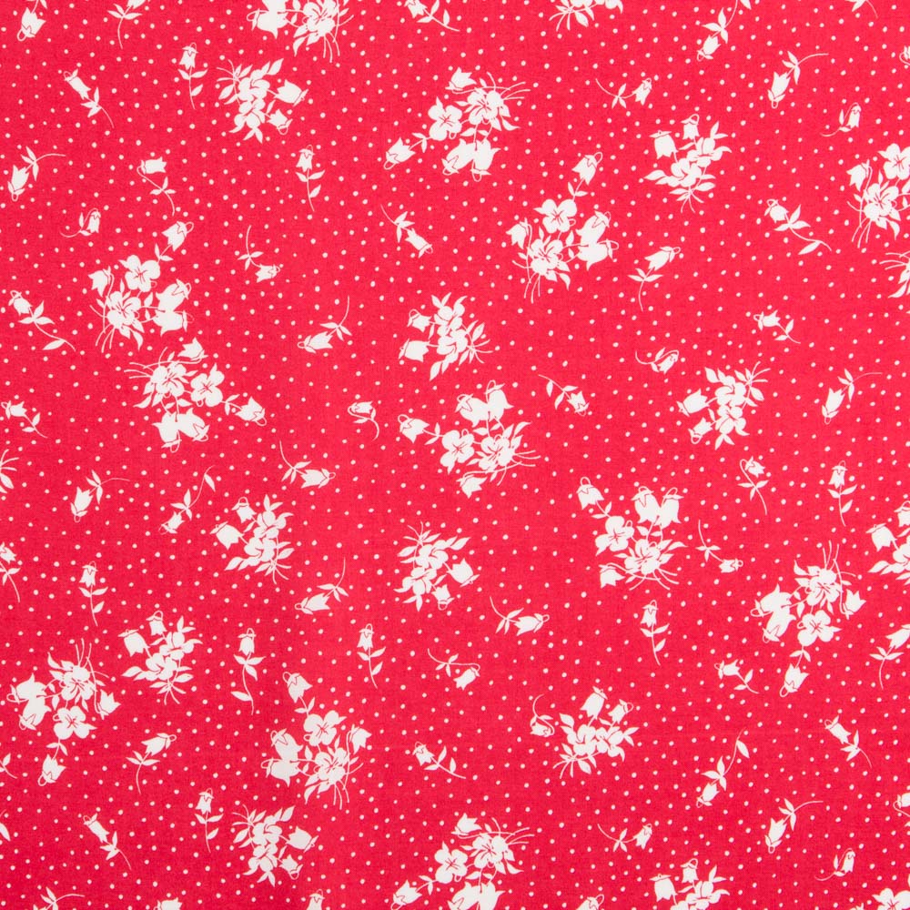Viskose Polka Dots Floral Rot - Ribes y Casals