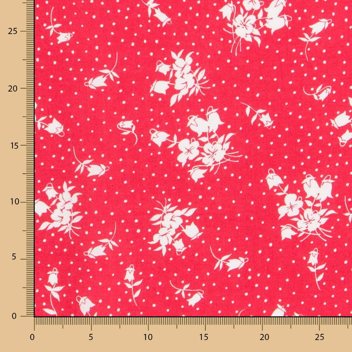 Viskose Polka Dots Floral Rot - Ribes y Casals