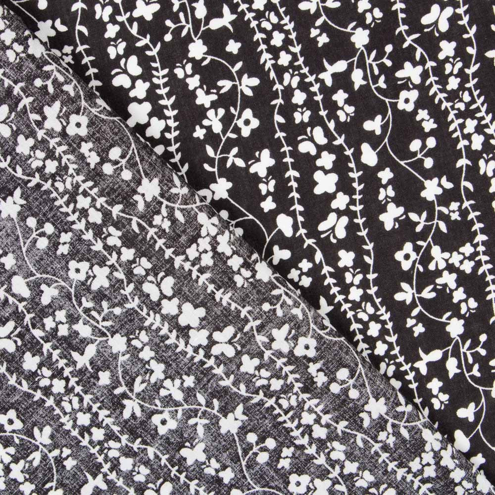 Viskose Florale Volants Schwarz - Ribes y Casals